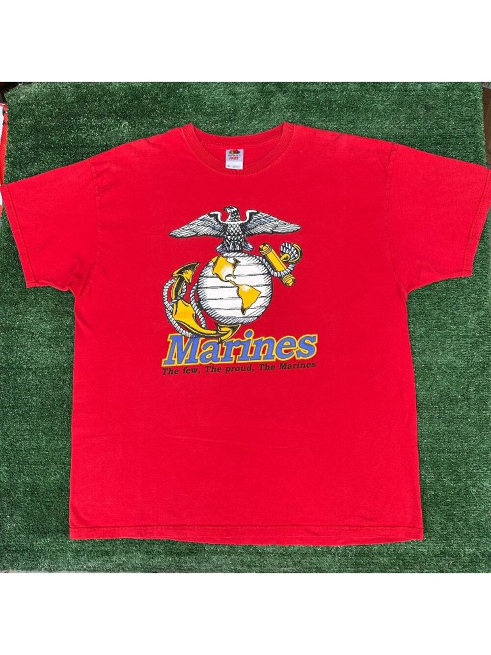 Vintage 90s USMC Marine Corps Insignia T-Shirt Red XXL Military Patriotic USA